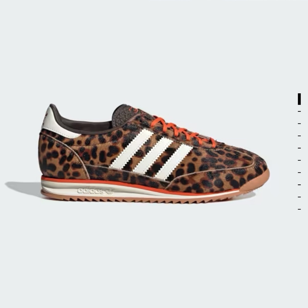 Adidas Leopard Print SL 72 OG Sneakers Dark Brown Semi Impact Orange New In Box - Picture 3 of 8
